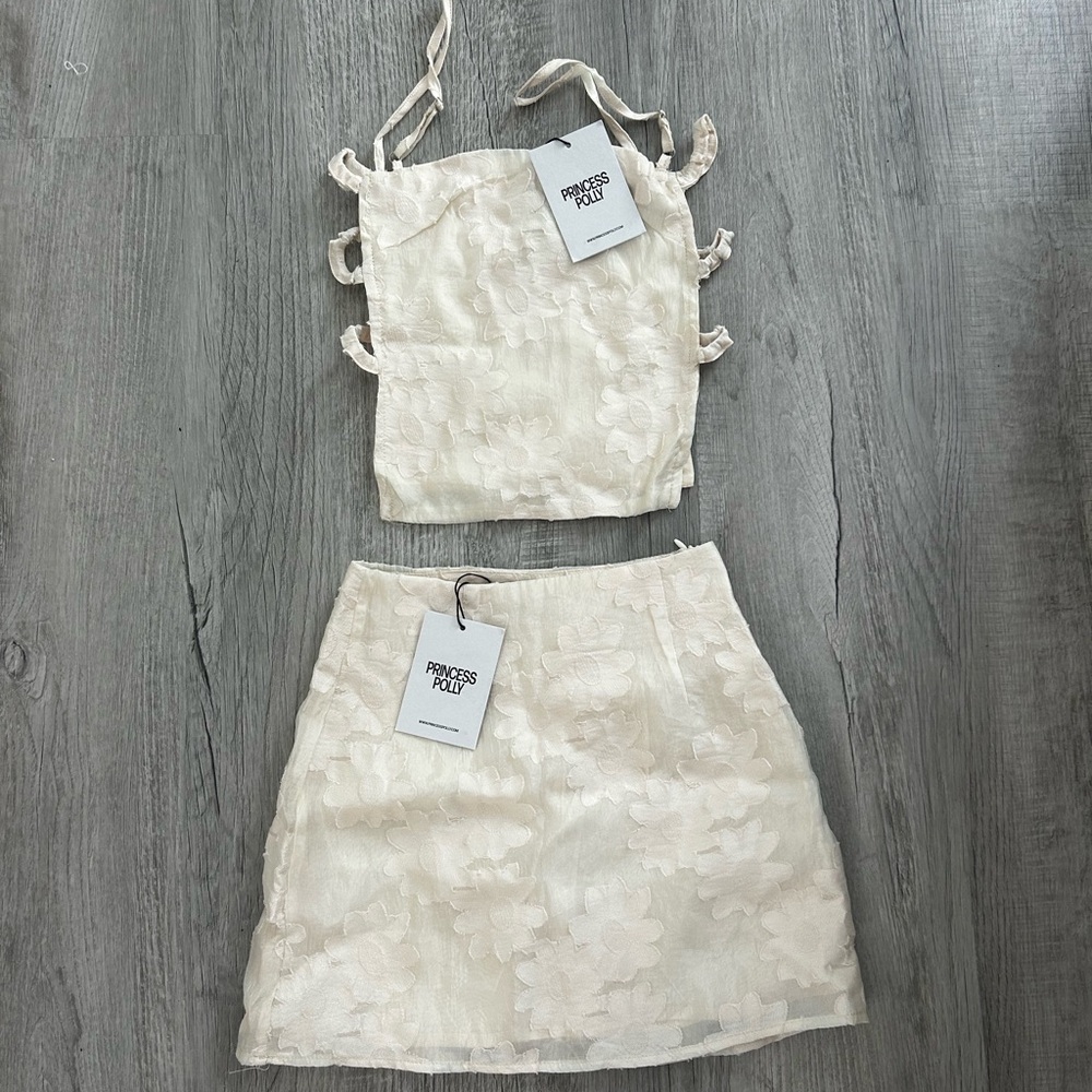 Cream Floral Two-Piece Set